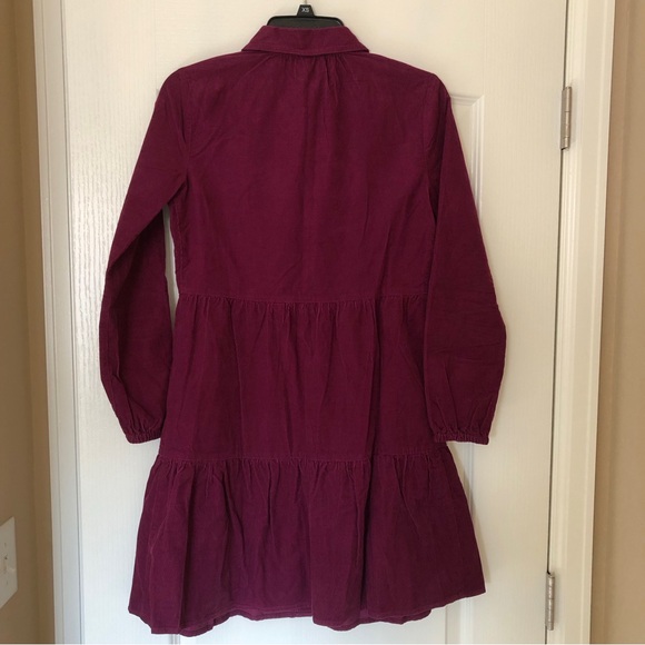 ♥️J.Crew Factory Corduroy Collared Mini Shirtdress - 00 - Deep Raspberry - Picture 8 of 14